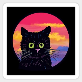 Upset Cat in front of Sunset Sticker